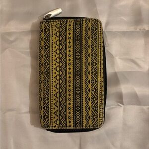 Tribal Pattern Wallet in Black and Yellow
